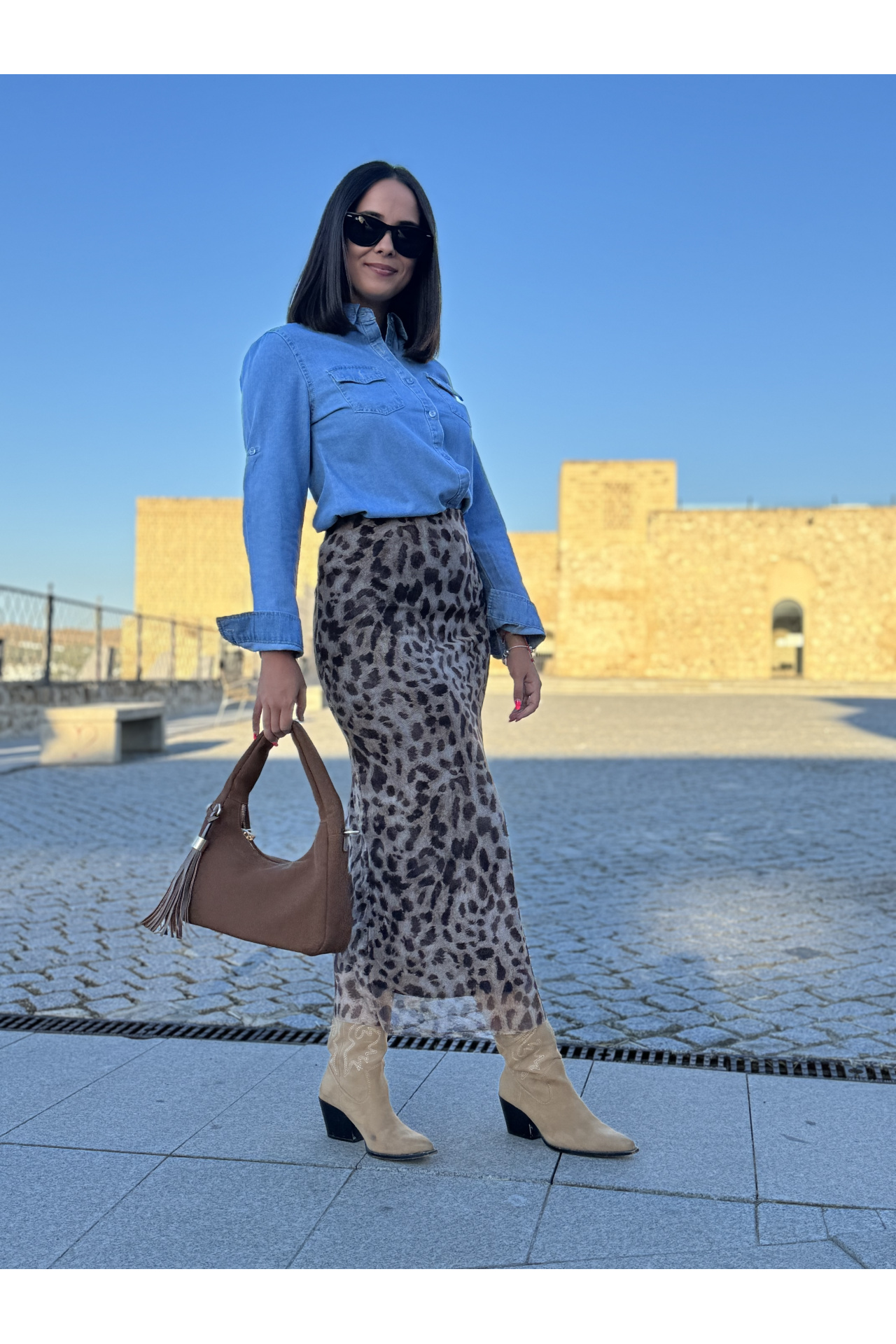 FALDA MIDI TUL LEOPARDO