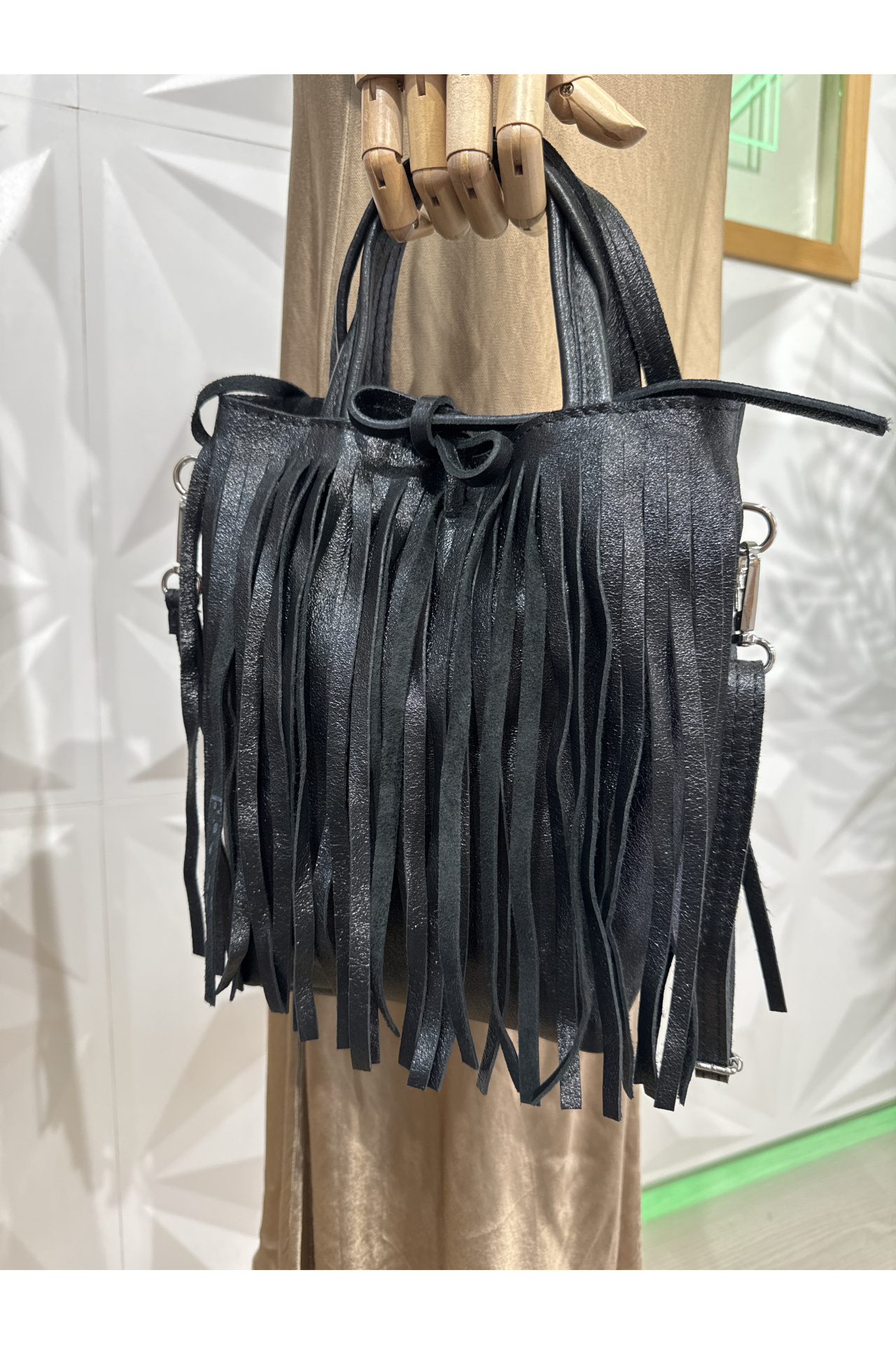 BOLSO SHOPPER FLECOS NEGRO