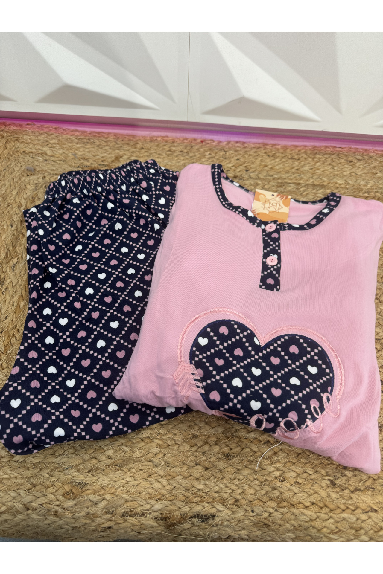 PIJAMA PELITO CORAZONES MUJER